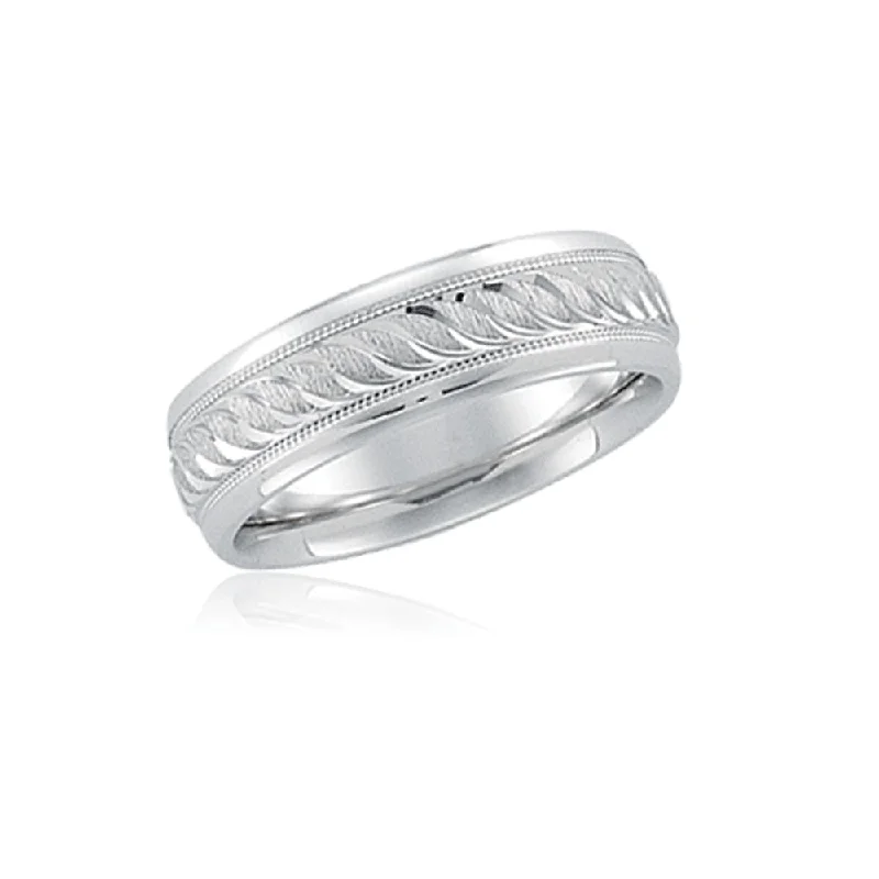 Ladies rings sapphire stones-6mm, 14K White Gold, Unisex Designer Comfort Fit Band