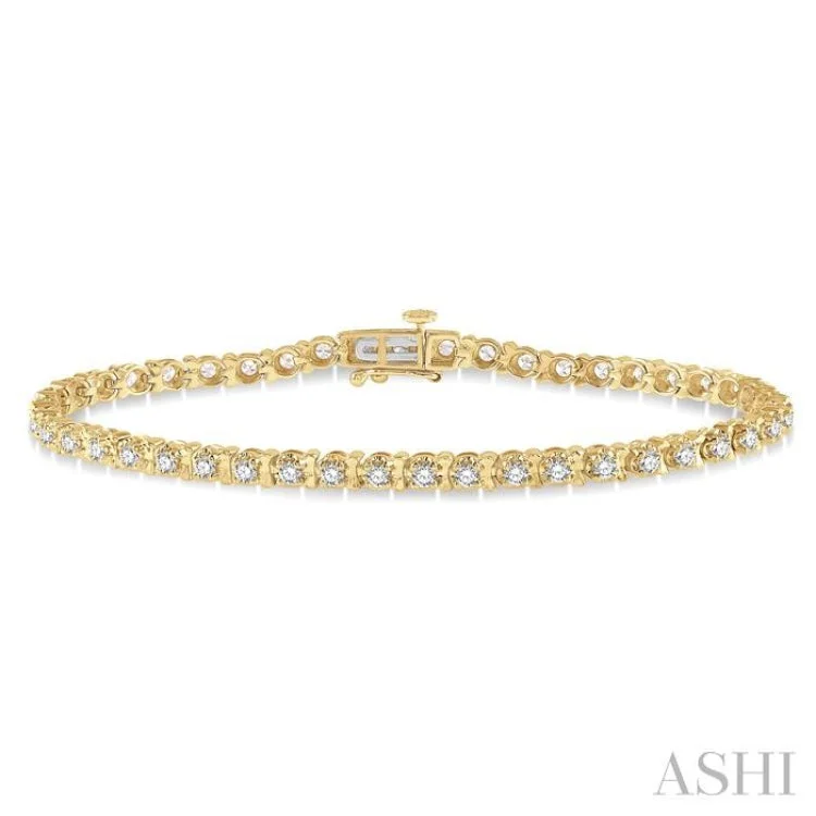 Ladies bracelets festive gifts-2 ctw Round Cut Diamond Tulip Bracelet in 14K Yellow Gold