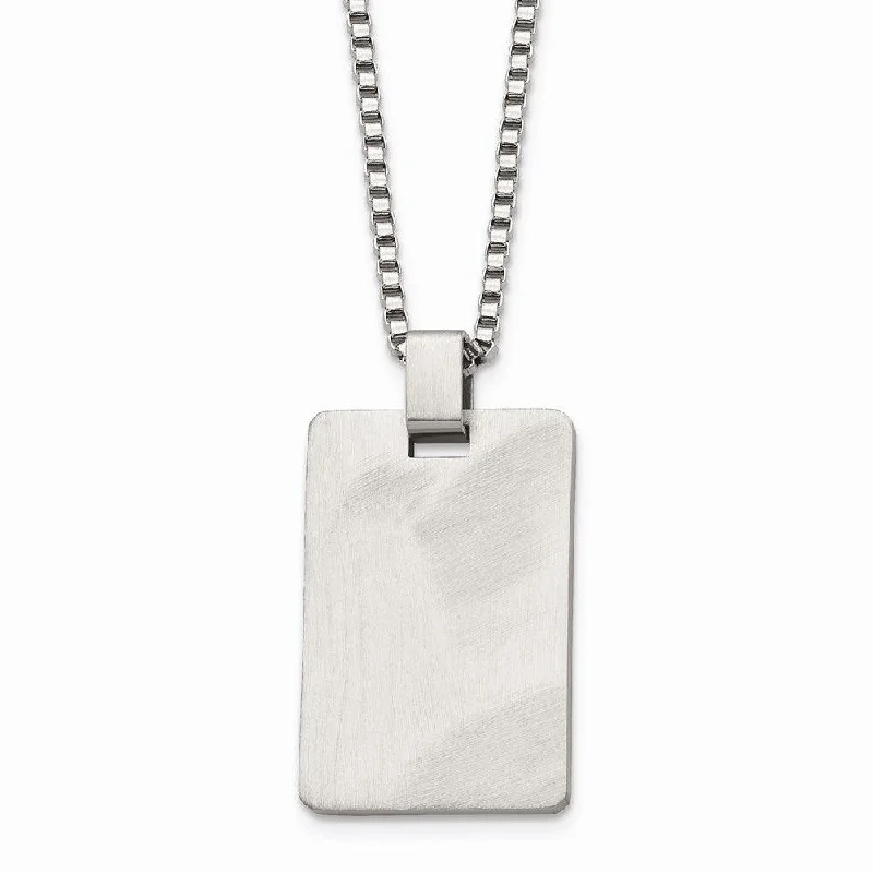 Ladies necklaces jade styles-Stainless Steel Brushed and Scratch Finish Rectangle Necklace