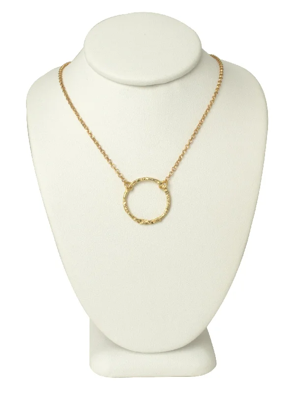 Ladies necklaces engagement picks-Hammered Gold Circle Necklace