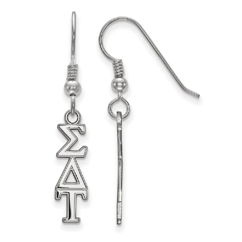 Ladies earrings allergy-free-Sterling Silver Sigma Delta Tau XS Dangle Earrings