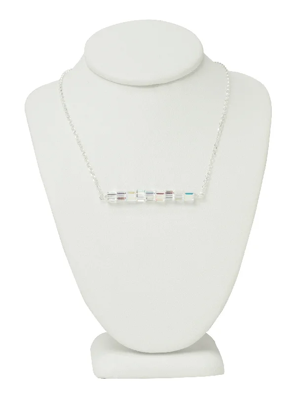 Ladies necklaces vibrant gems-Crystal Bar Necklace