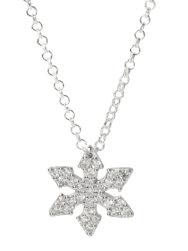 Ladies necklaces artisan crafts-Snowflake Arrows CZ Necklace