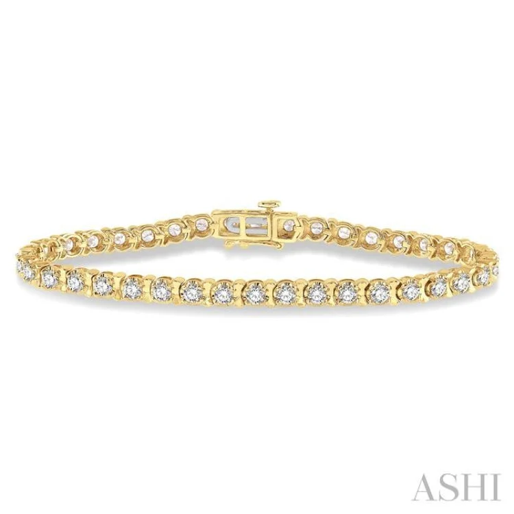 Ladies bracelets winter designs-4 ctw Round Cut Diamond Tulip Bracelet in 14K Yellow Gold