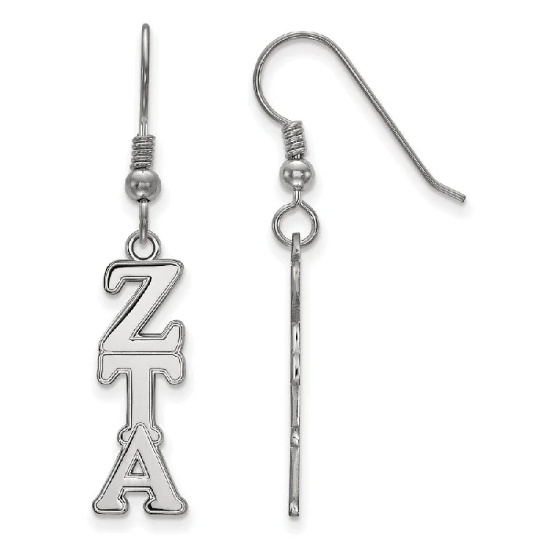 Ladies earrings heart shapes-Sterling Silver Zeta Tau Alpha Dangle Medium Earrings