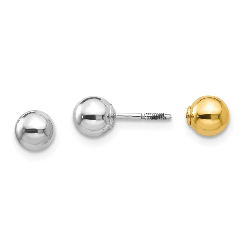 Ladies earrings timeless classics-Reversible 5mm Ball Screw Back Earrings in 14k Two-tone Gold