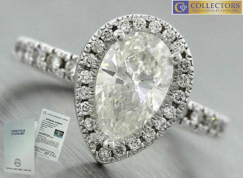 Ladies engagement rings large stones-Modern Estate 2.09ctw Pear Brilliant Diamond 14K Gold Engagement Ring EGL USA