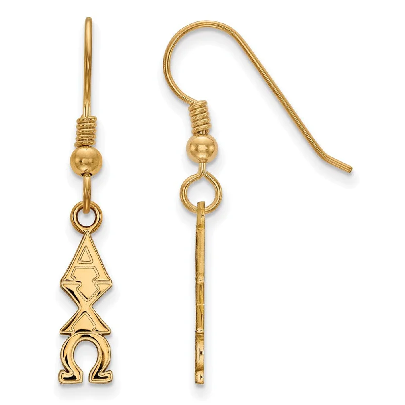 Ladies earrings star designs-14K Plated Silver Alpha Chi Omega Small Dangle Earrings