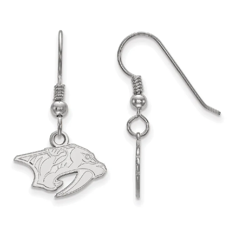 Ladies earrings online deals-Sterling Silver NHL Nashville Predators XS Dangle Earrings