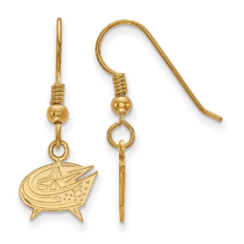 Ladies earrings rose gold-SS 14k Yellow Gold Plated NHL Columbus Blue Jackets XS Dangle Earrings