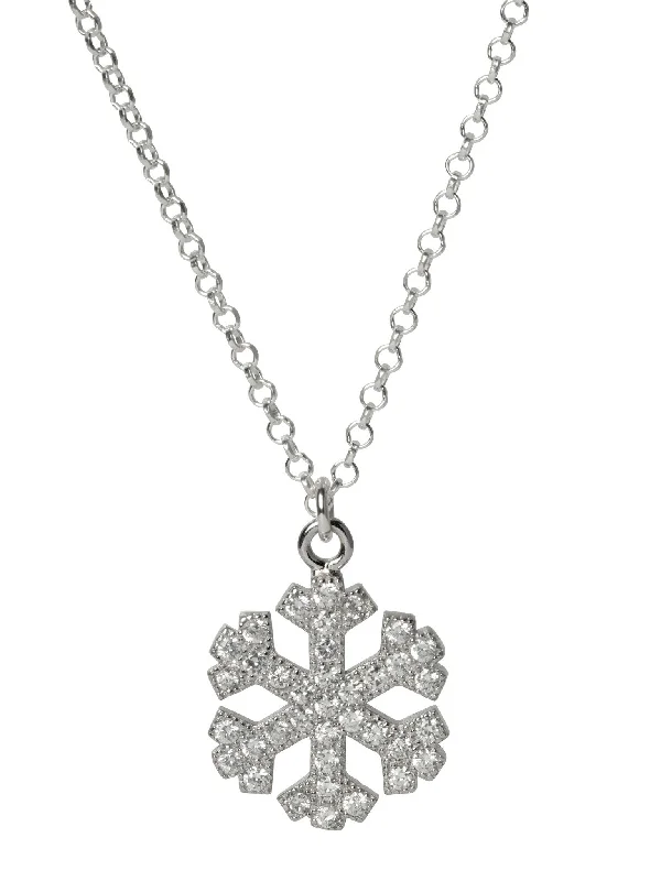 Ladies necklaces tight chokers-Snowflake CZ Necklace