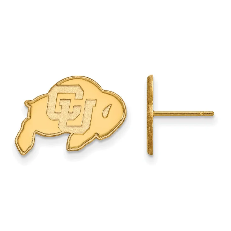 Ladies earrings winter designs-14k Gold Plated Silver University of Colorado SM Post Earrings