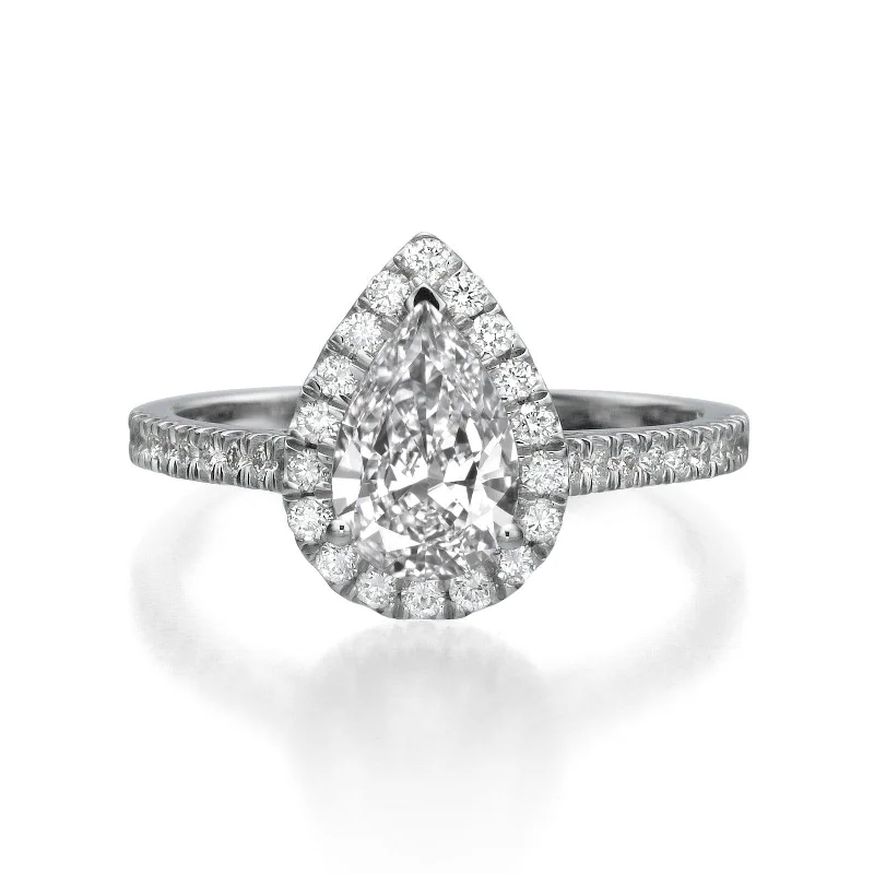 Ladies engagement rings delicate bands-1.45 ct Pear Shaped Diamond Engagement Ring