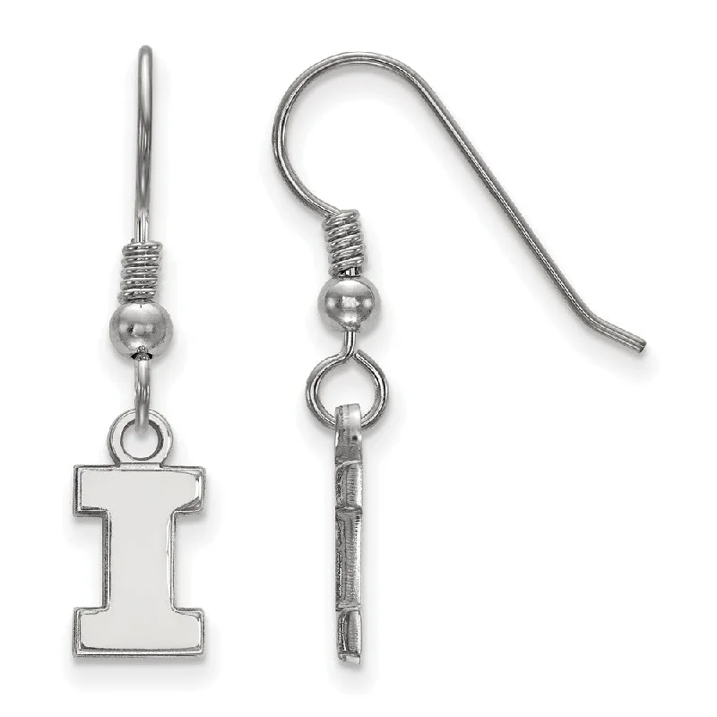 Ladies earrings memory value-Sterling Silver University of Illinois XS (Tiny) Dangle Wire Earrings