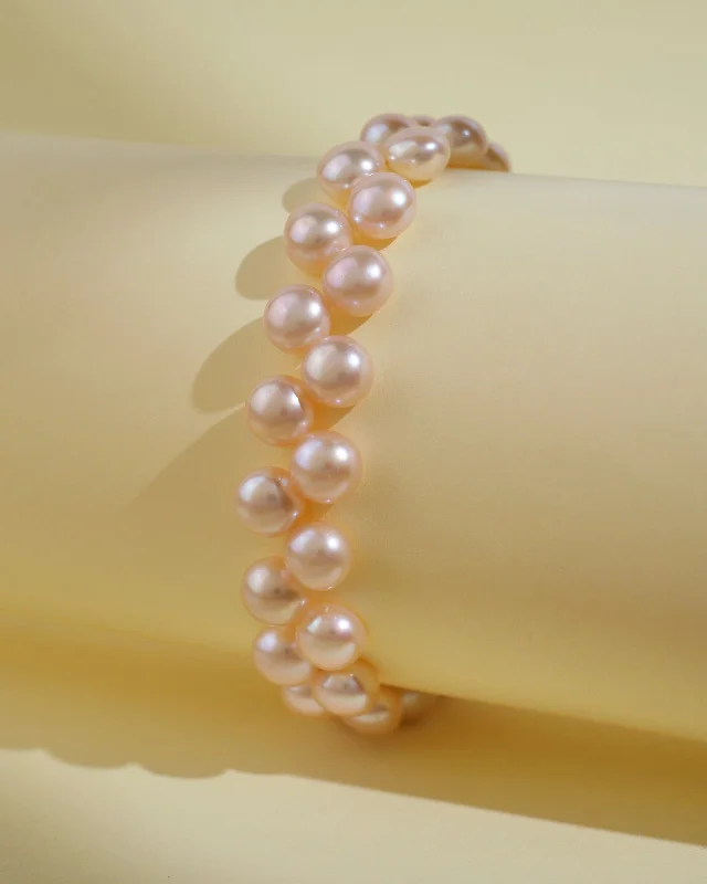 Ladies bracelets love day-Elegant Pink Pearl Bracelet