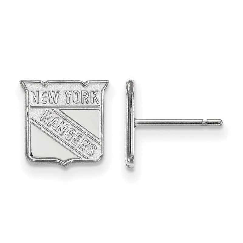 Ladies earrings heartfelt keepsakes-14k White Gold NHL New York Rangers XS Post Earrings