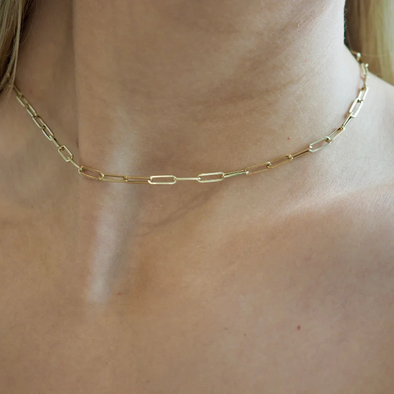 Ladies necklaces engagement picks-RILEE PAPERCLIP CHAIN  NECKLACE