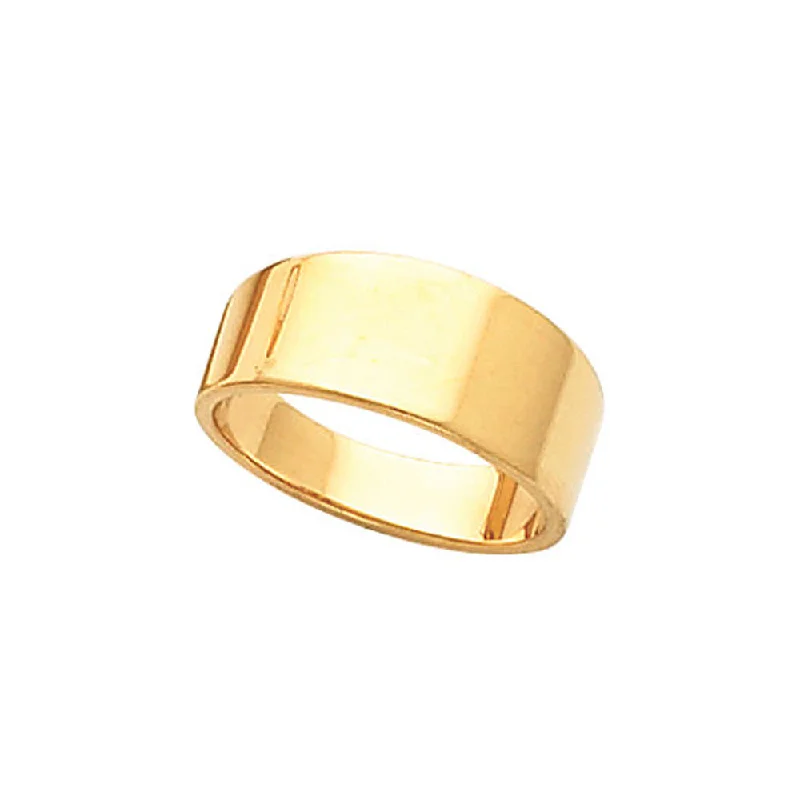 Ladies rings ruby gems-8mm Flat Tapered Wedding Band in 10k Yellow Gold