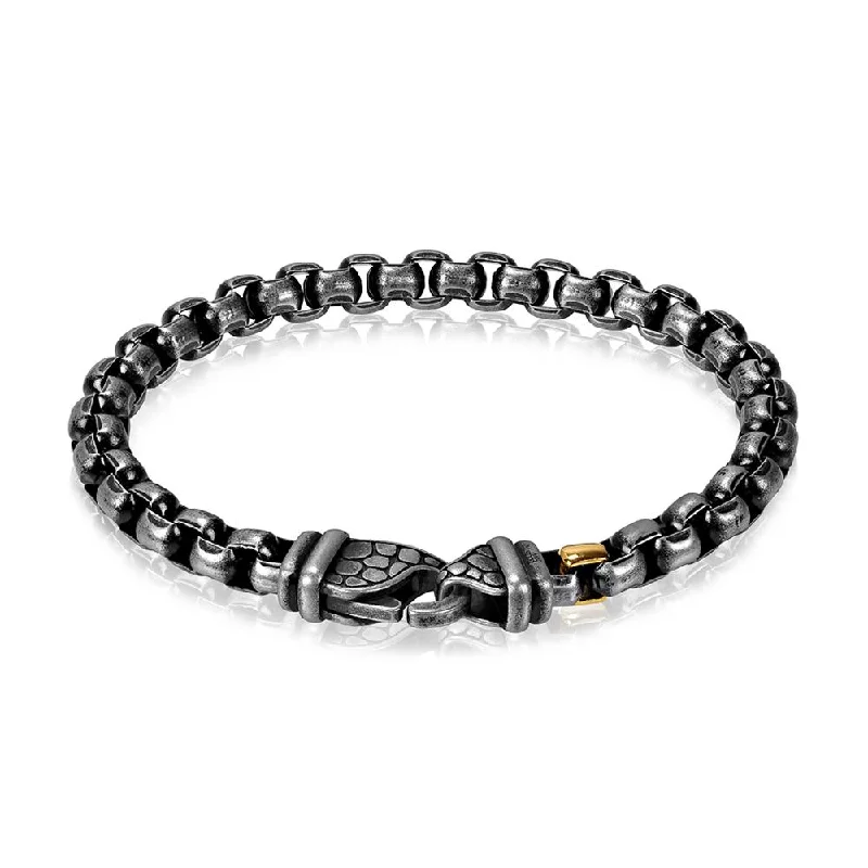 Ladies bracelets festive gifts-A.R.Z Men's Round Box Link  8.5 Bracelet