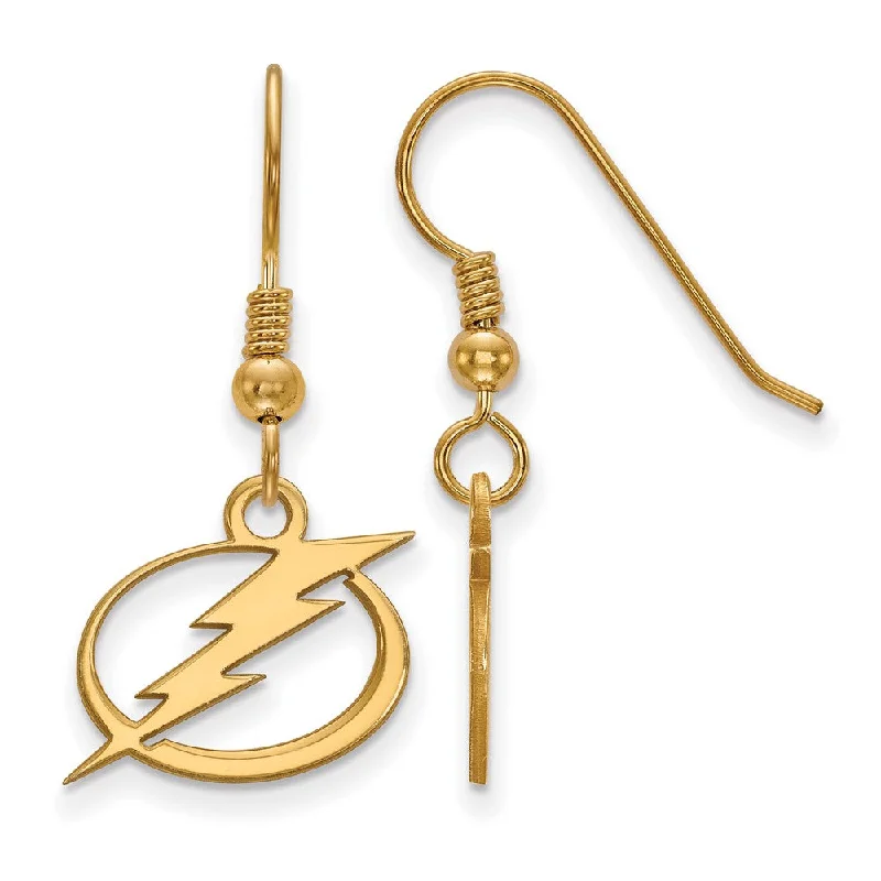 Ladies earrings star designs-SS 14k Yellow Gold Plated NHL Tampa Bay Lightning SM Dangle Earrings