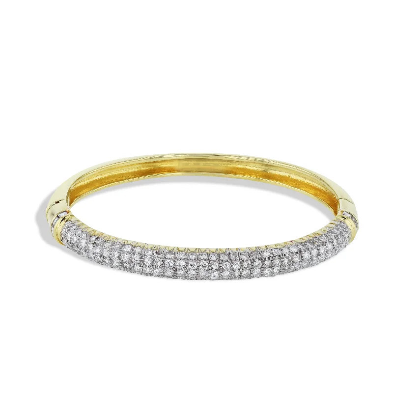 Ladies bracelets birthday treats-Yellow Gold Diamond Estate Hinge Bracelet