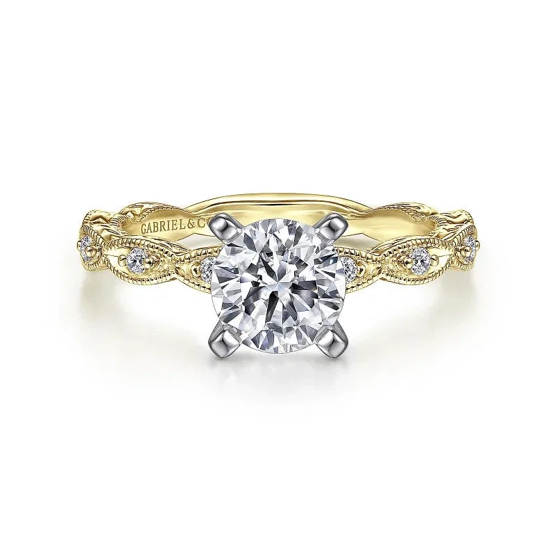 Ladies engagement rings memory value-Sadie - 14K Yellow Gold Round Diamond Engagement Ring