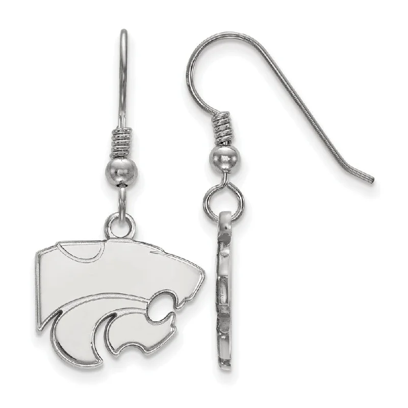 Ladies earrings premium brands-Sterling Silver Kansas State University Small Dangle Earrings