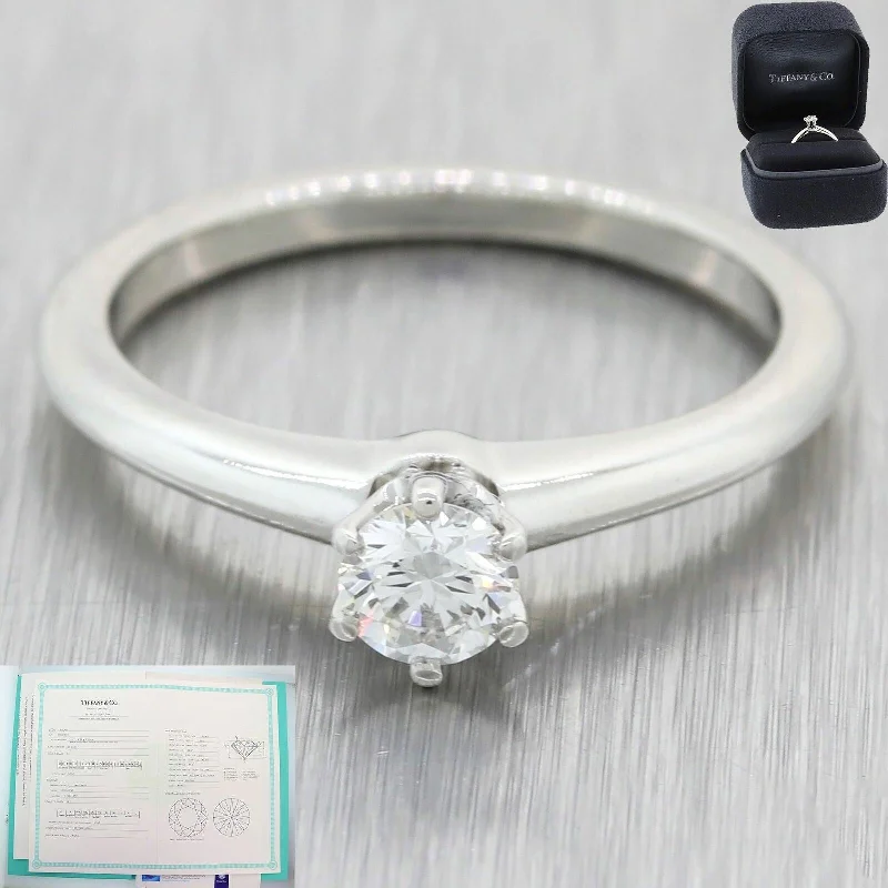 Ladies engagement rings payment plans-Tiffany & Co. Setting Platinum .30ctw Diamond Engagement Ring Box Papers