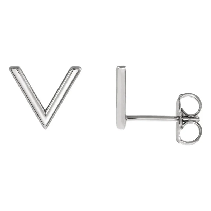 Ladies earrings budget picks-8 x 9mm (3/8 Inch) Polished 14k White Gold Small 'V' Post Earrings