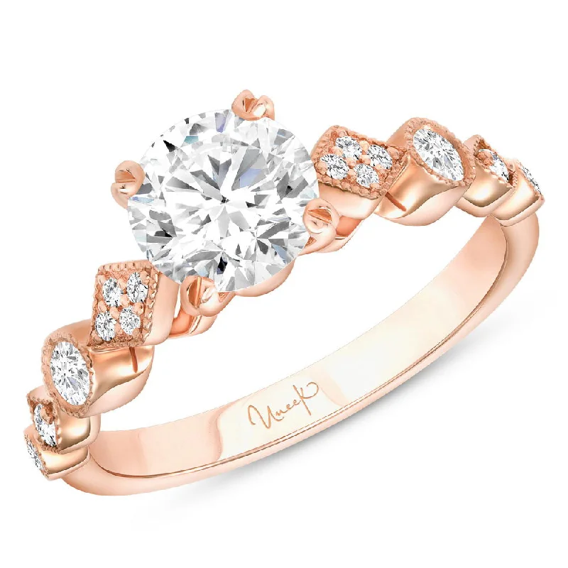 Ladies engagement rings minimalist looks-Uneek Us Collection Straight Round Engagement Ring