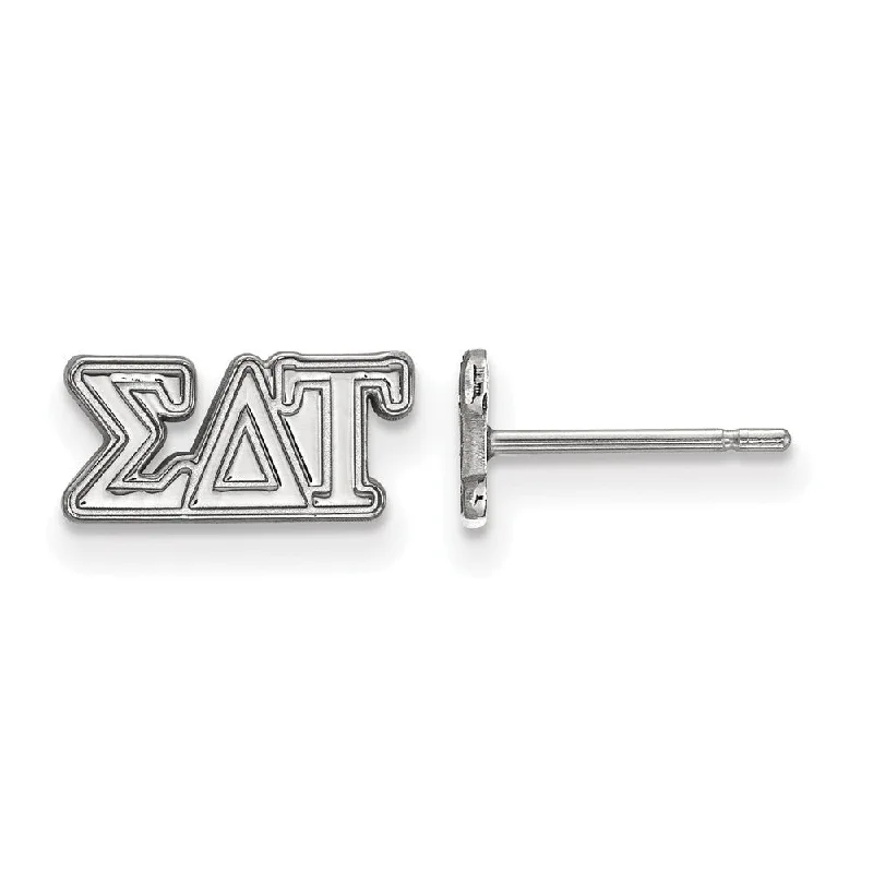 Ladies earrings memory value-Sterling Silver Sigma Delta Tau XS Greek Letters Post Earrings