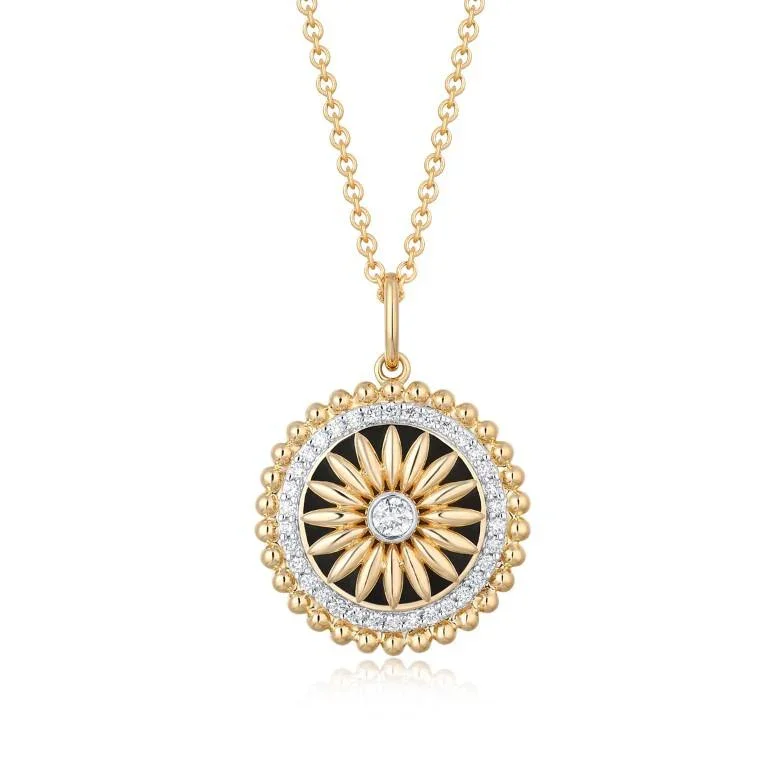 Ladies necklaces promo deals-CAPRI BLACK + GOLD ENAMEL BURST NECKLACE