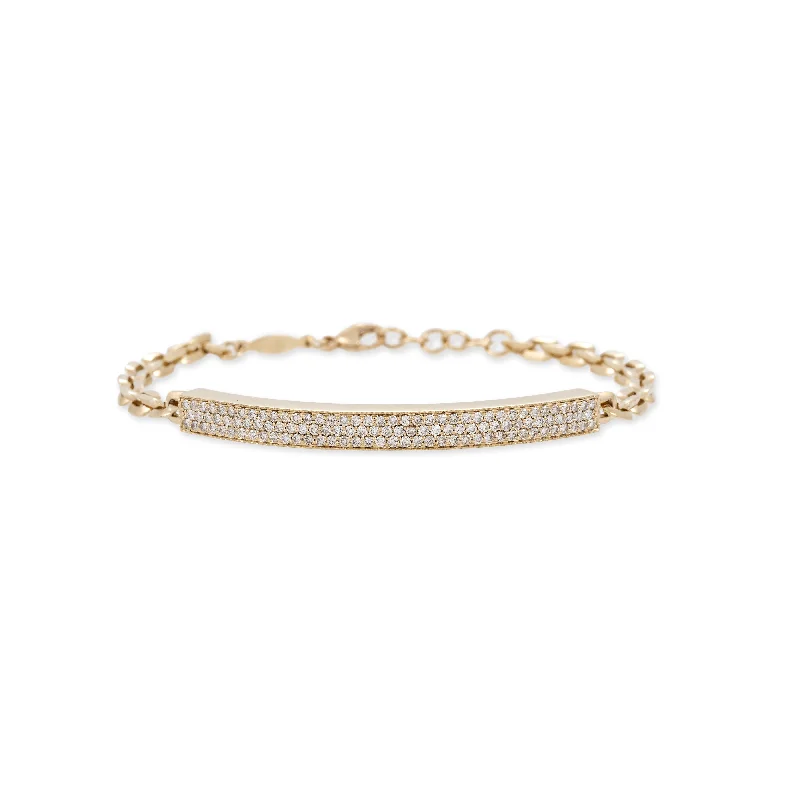 Ladies bracelets timeless classics-3 ROW PAVE BAR MOE CHAIN BRACELET