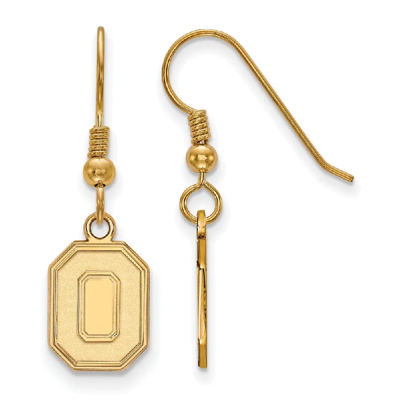 Ladies earrings graceful appeal-14k Gold Plated Silver Ohio State Univ. Small Dangle Earrings