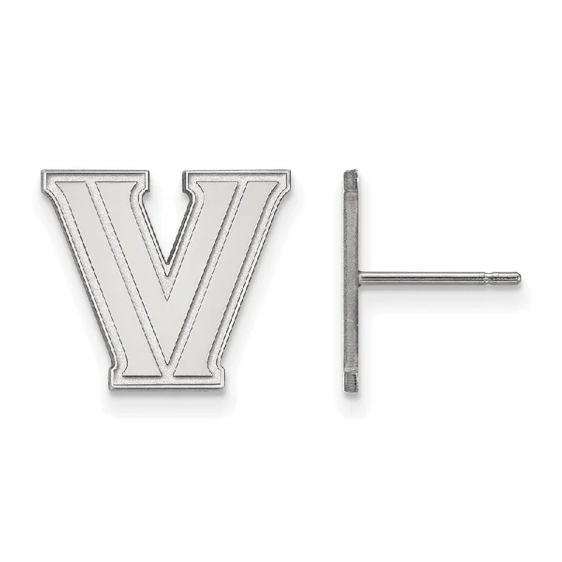 Ladies earrings bold chandeliers-Sterling Silver Villanova University Small Initial V Post Earrings