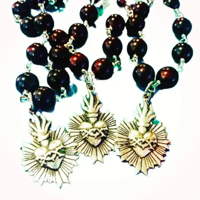 Ladies necklaces faux jewels-Sacred Heart Rosary Necklace