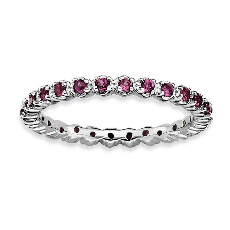 Ladies rings animal themes-Sterling Silver Stackable Rhodolite Garnet Band