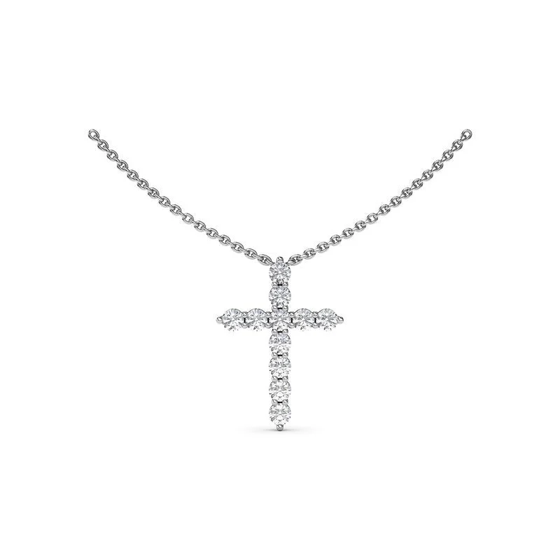 Ladies necklaces buyer reviews-Diamond Prong Cross Necklace N5116