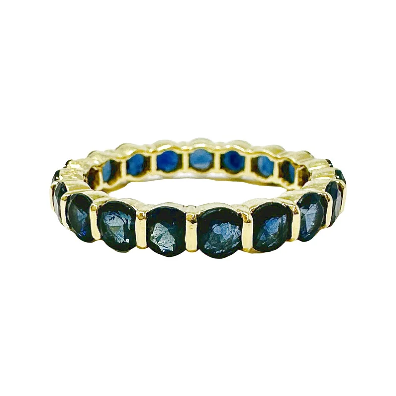 Ladies rings elegant styles-Gemveto 18K Gold Eternity Ring with Sapphire