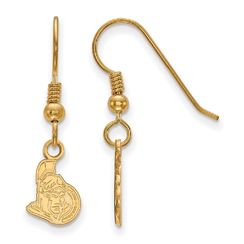 Ladies earrings event glamour-SS 14k Yellow Gold Plated NHL Ottawa Senators XS Dangle Earrings