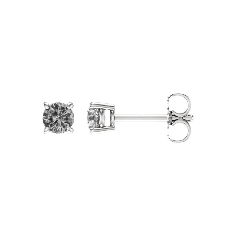 Ladies earrings bridal must-haves-4mm Round White Sapphire Stud Earrings in 14k White Gold