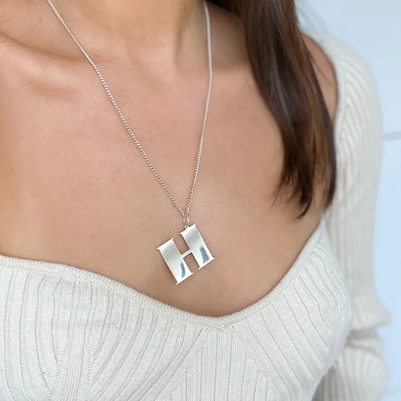 Ladies necklaces pure silver-BOLD INITIAL NECKLACES - LOWERCASE OR UPPERCASE