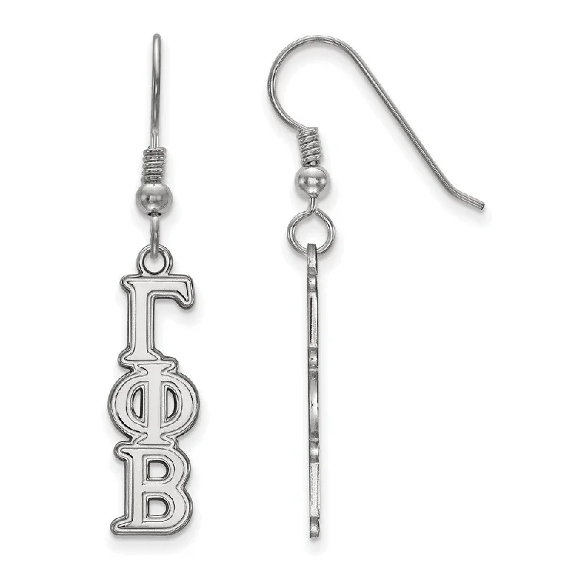 Ladies earrings floral accents-Sterling Silver Gamma Phi Beta Dangle Small Earrings