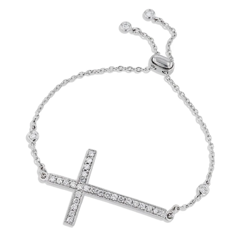 Ladies bracelets geometric shapes-Pave Diamond Cross Bracelet