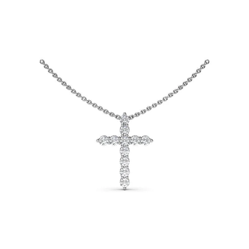 Ladies necklaces graceful looks-Diamond Prong Cross Necklace P5119