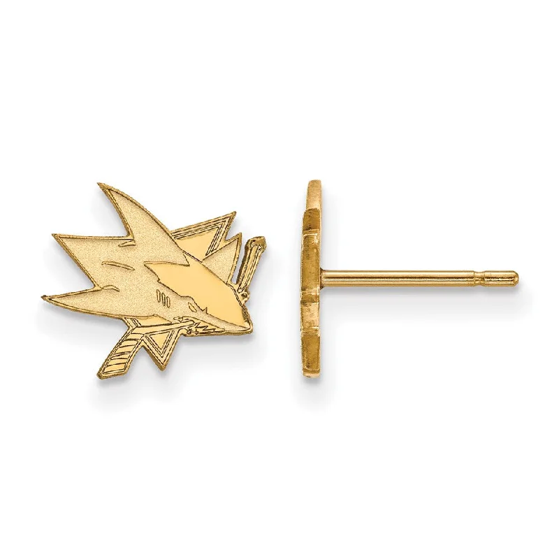 Ladies earrings geometric shapes-SS 14k Yellow Gold Plated NHL San Jose Sharks XS Post Earrings