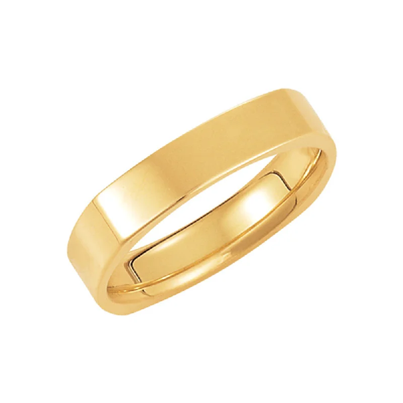 Ladies rings Mother’s Day-4mm Square Comfort Fit Polished Band in 14k Yellow Gold