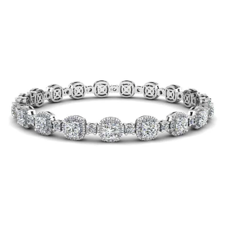 Ladies bracelets relaxed vibes-Cushion Shape Halo 8.5 Carat Diamond Bracelet BRHACC