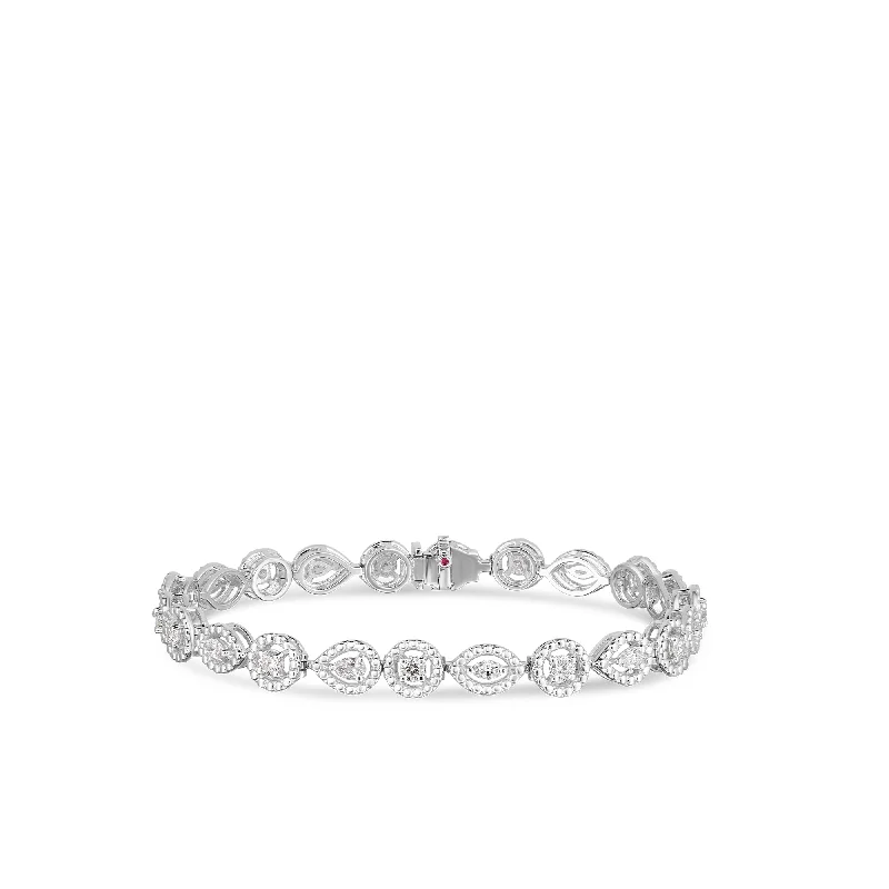 Ladies bracelets star designs-18kt White Gold Dolcetta Alternating 3 Stone Diamond Bracelet