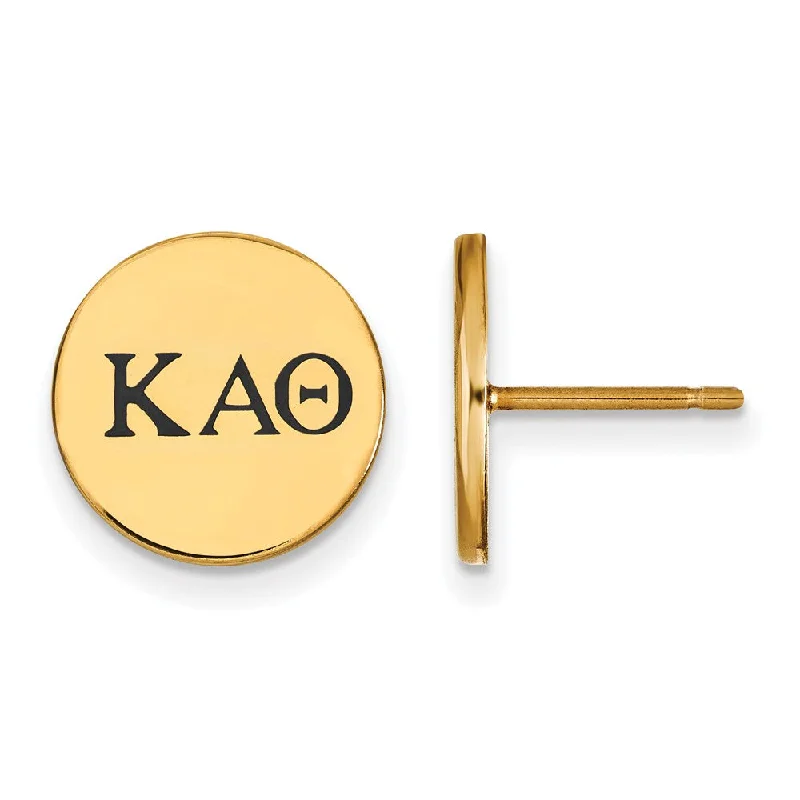 Ladies earrings romantic surprises-14K Plated Silver Kappa Alpha Theta Enamel Greek Letters Post Earrings